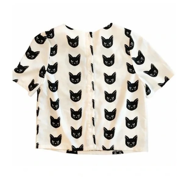 Moon Collection Black Cat Blouse Medium - Picture 7 of 8